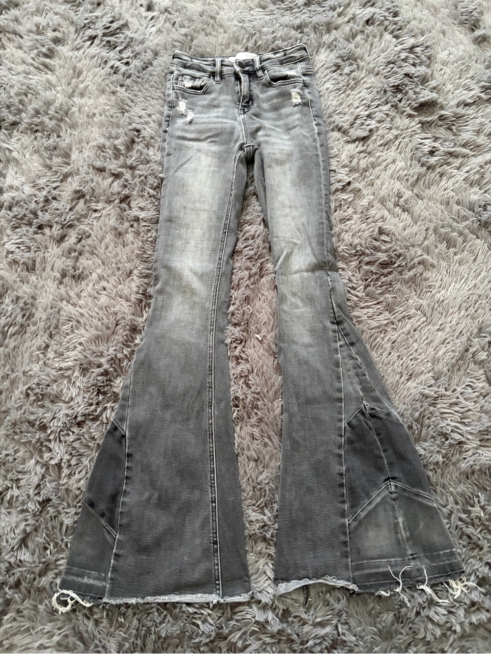 Women's Gray Boot-Cut Jeans with Distressed Detail